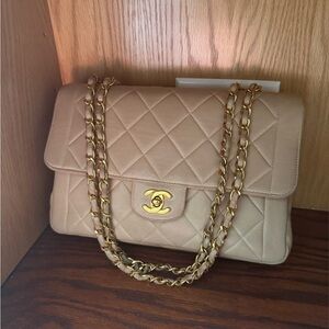 Chanel Beige Quilted CC Flap Bag